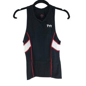TYR Mens Carbon Tank Top Triathlon Moisture Wicking UPF 50+ Black Red XS